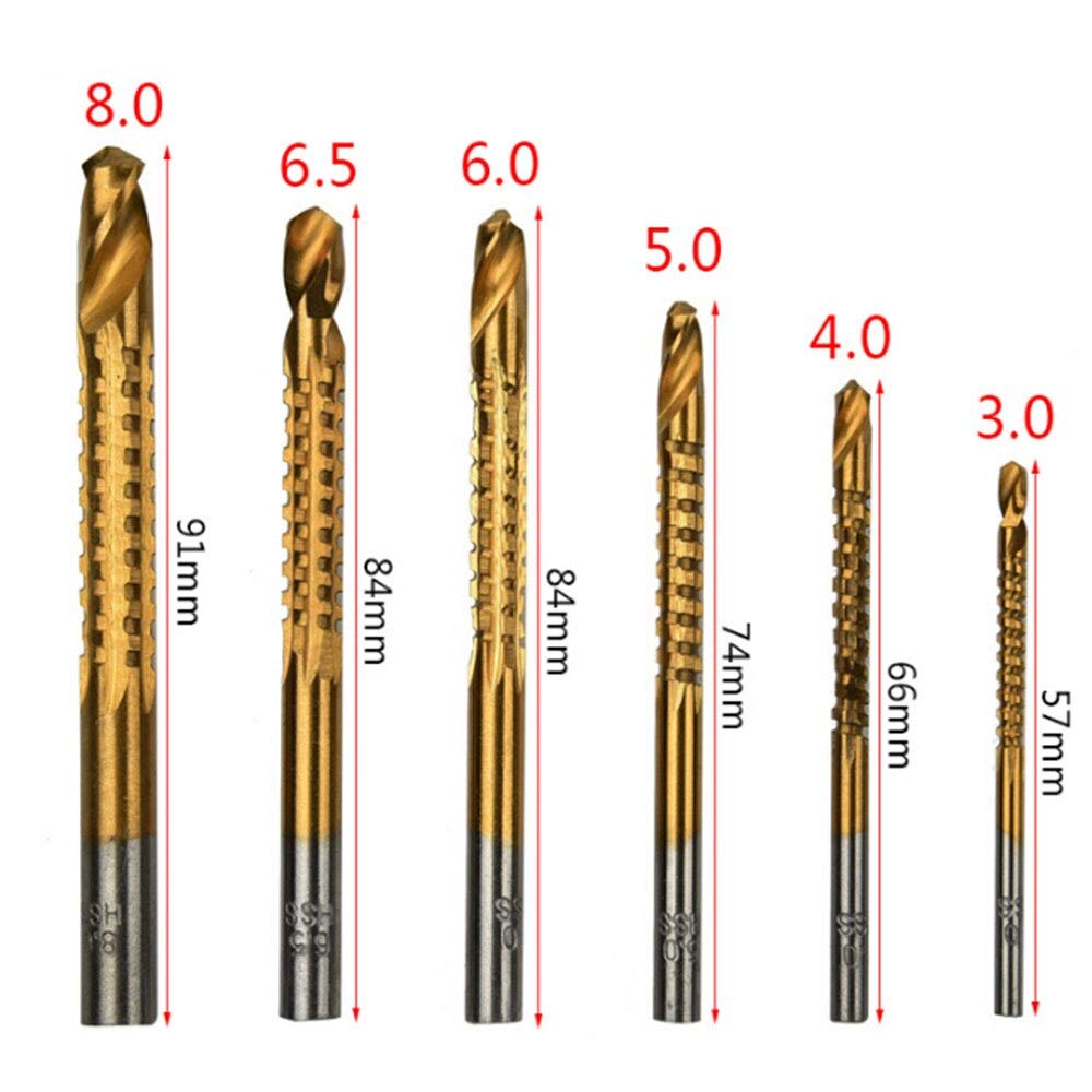 6pcs Titanium Coated Drill Bit Set - High Speed Steel Electric Drill Bits for Metal, Plastic & Wood - Perfect for DIY Projects, Woodworking, Home Repairs & Carpenter Tools