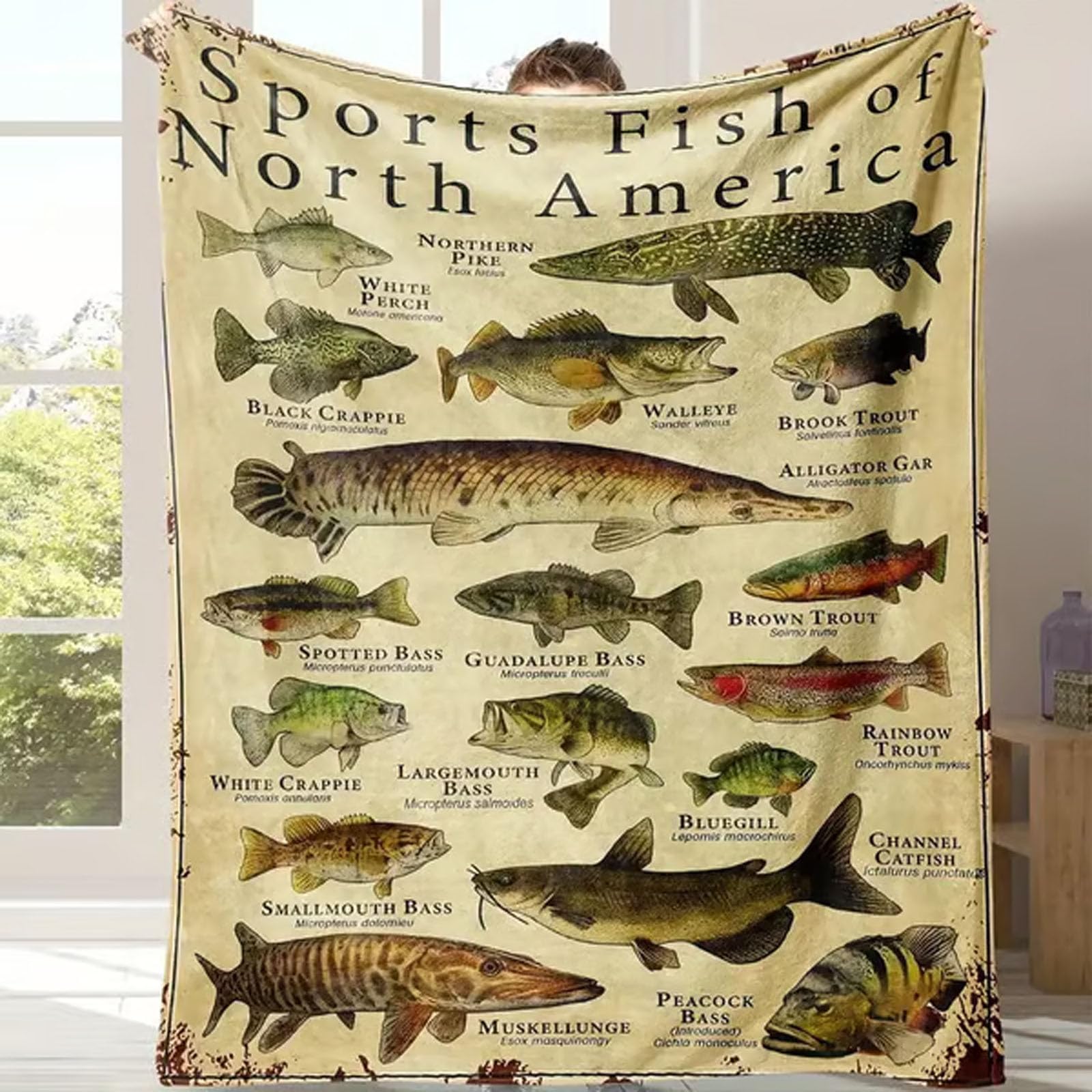 Fish Blanket for Men - North American Sports Fish Design, 40x60 Inch Soft Throw Blanket - Perfect Gift for Fishing Enthusiasts & Lovers | Great for Camping, Home Decor, and Outdoor Adventures