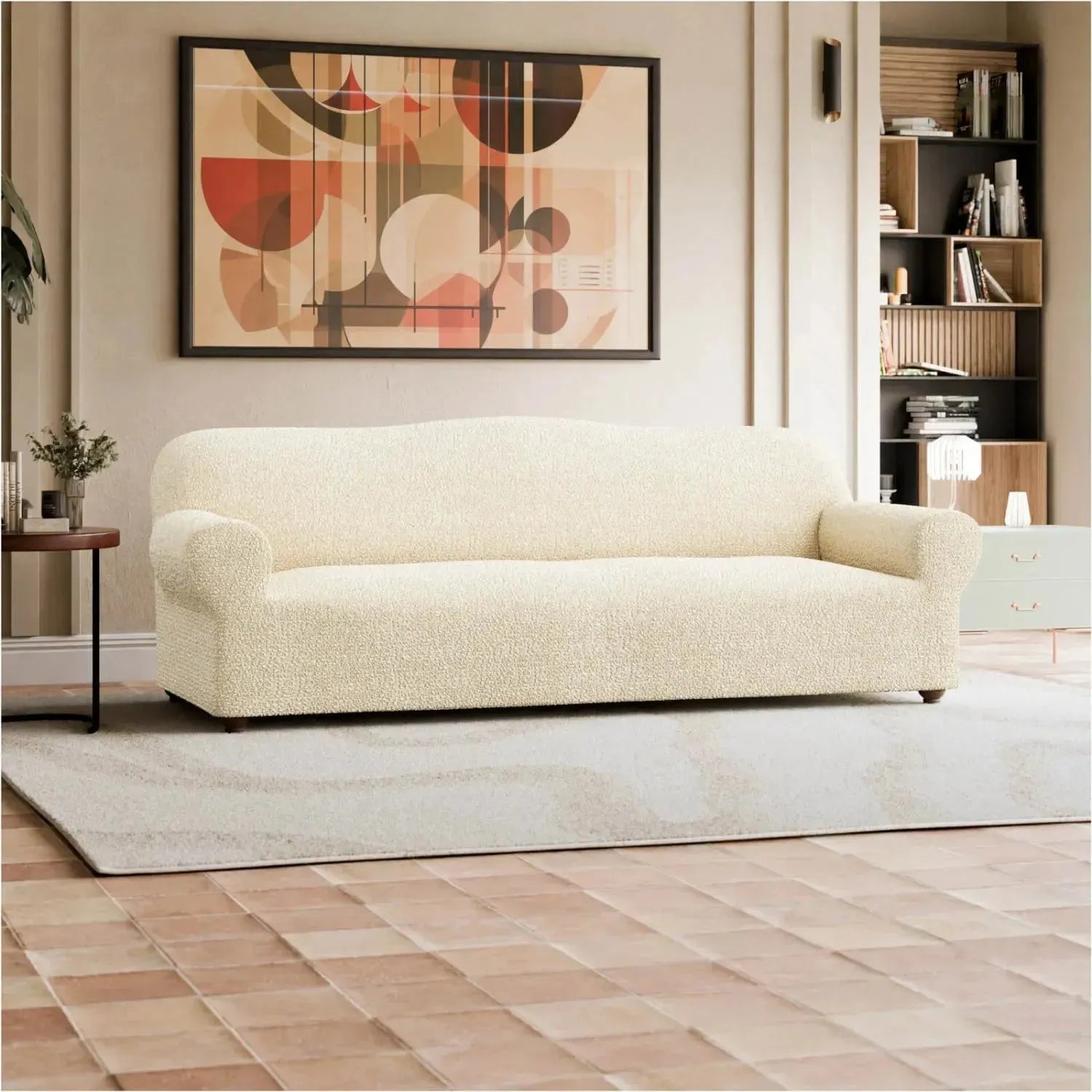 4-Seater Sofa Slipcover - Mille Righe Collection | Stretchable Furniture Protector for Living Room, Bedroom & Office | Easy Washable Couch Cover for Pets & Kids