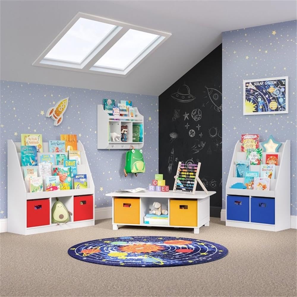 **RiverRidge Kids Desk & Activity Table with 6 Storage Cubbies - White Playroom Organizer for Arts, Crafts & Toy Storage - Perfect for Play Areas, Homeschooling & Learning Activities**
