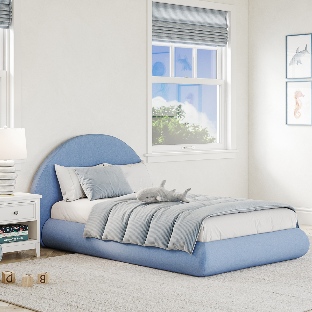 Kids Luna Bed Set - Twin/Full/Queen Size Wooden Bed Frame with Headboard | Modern & Stylish Bedroom Furniture for Girls & Boys | Perfect for Kids' Rooms, Guest Rooms & Dorm Decor