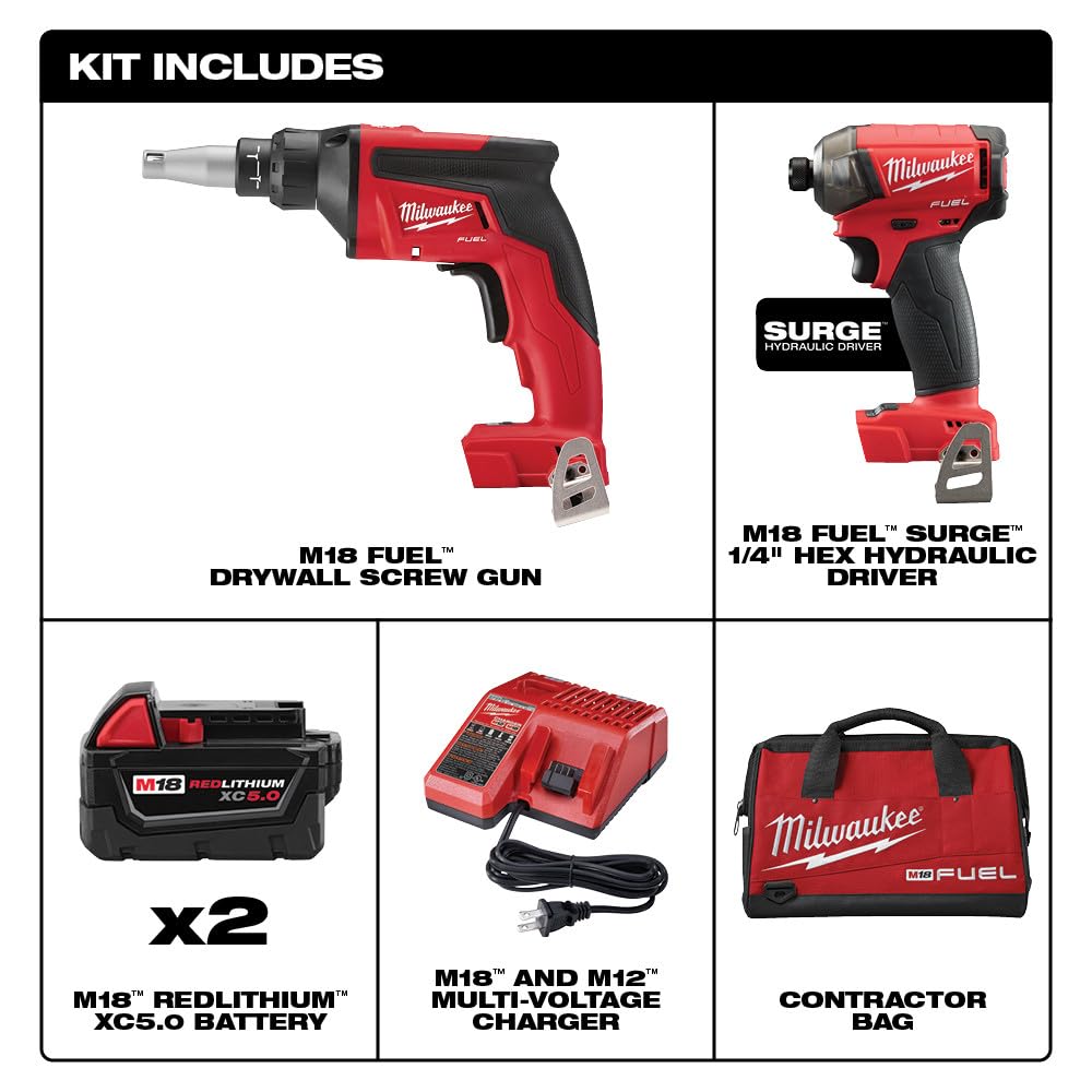 Milwaukee M18 FUEL 2-Tool Combo Kit - 18V Cordless Power Tools Set with Drill & Impact Driver | Perfect for DIY Projects, Home Repairs & Professional Construction Work