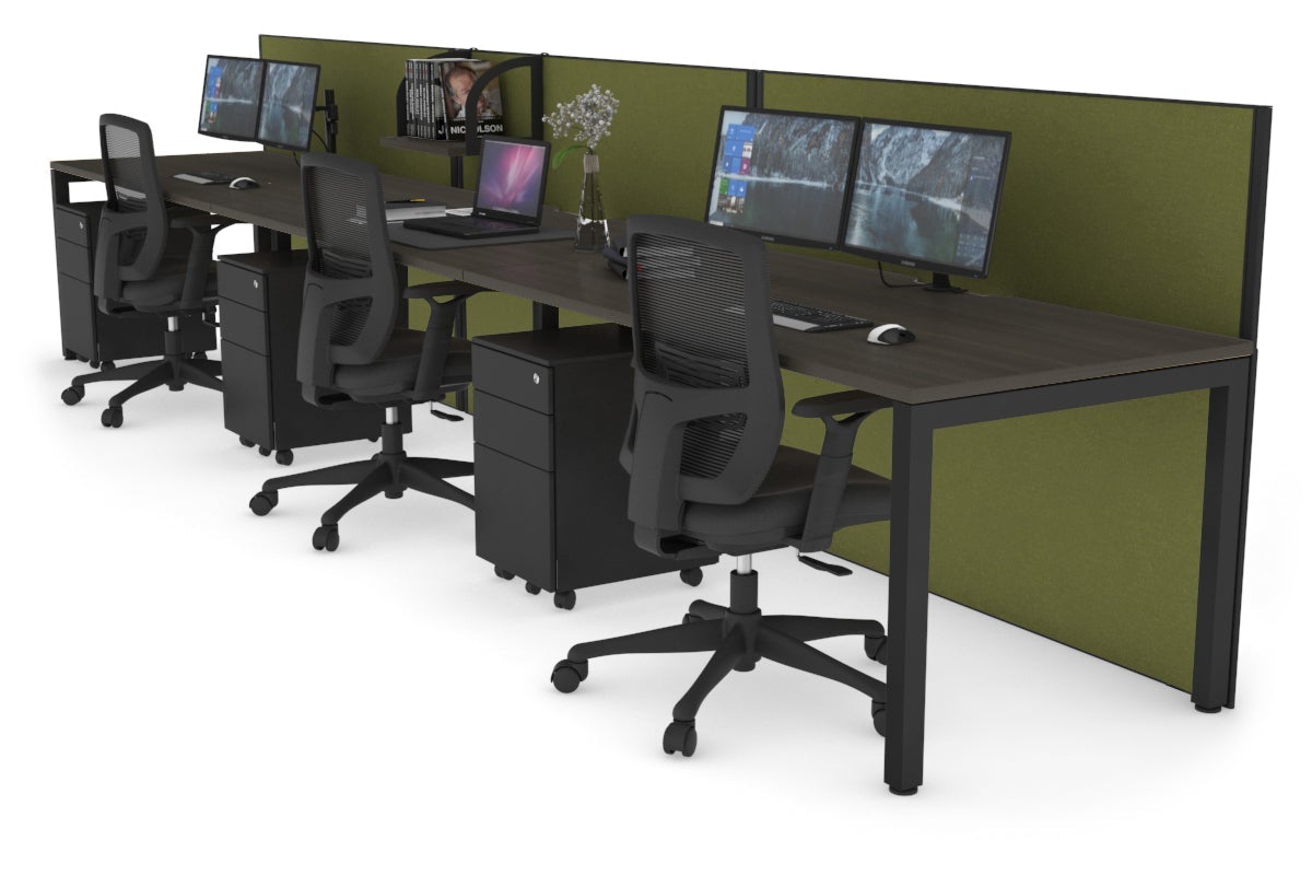 Horizon Quadro 3-Person Office Workstation with Square Legs - 1400L x 800W Dimensions, Cable Management Scallop - Perfect for Collaborative Workspaces & Modern Offices