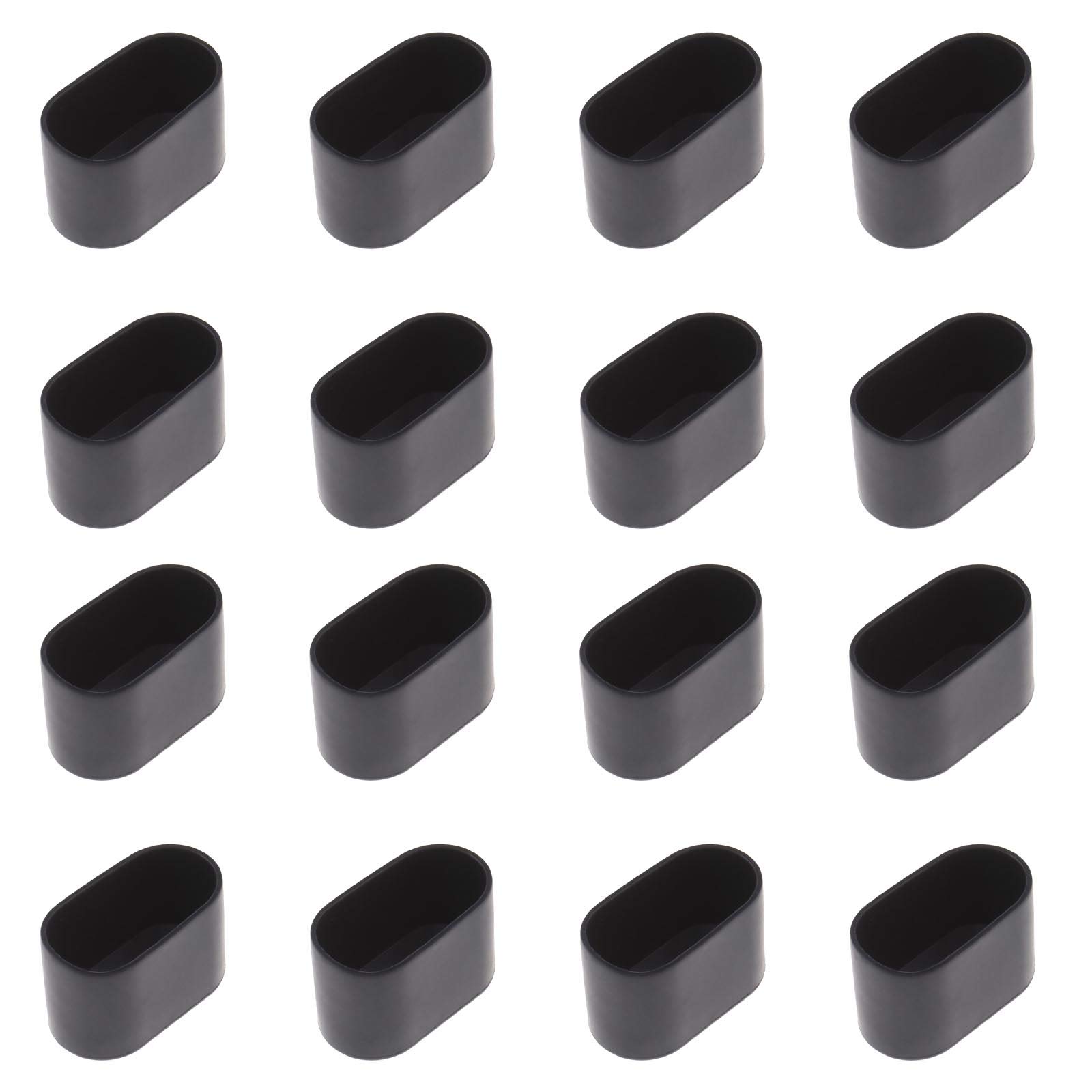 16 Pack Non-Slip Furniture Leg Pads - Oval Rubber Floor Protectors for Chairs & Tables (40x20mm, Black) - Prevent Scratches & Noise on Hardwood Floors
