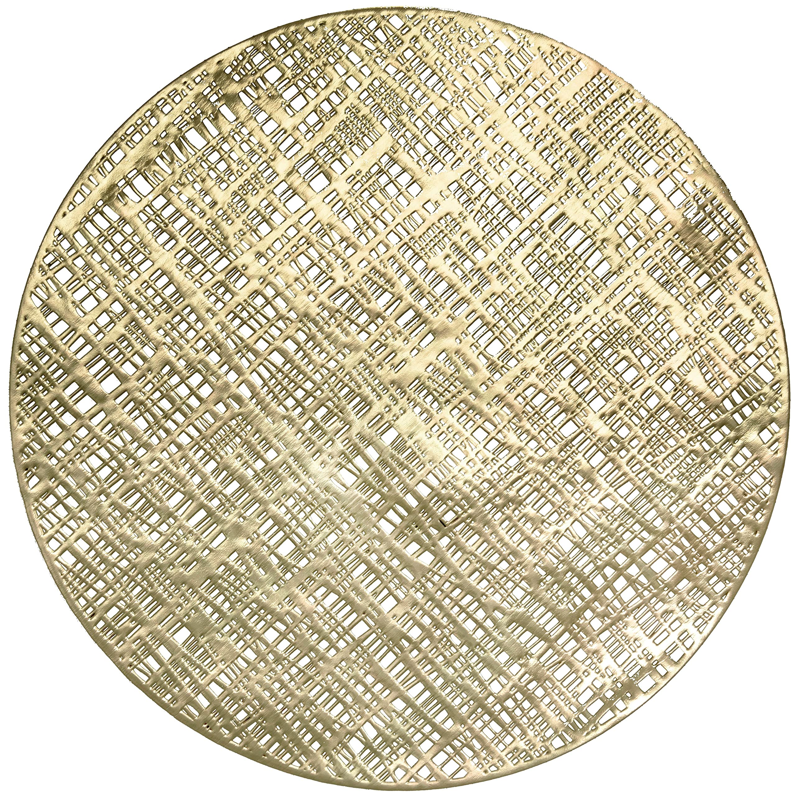 120-Pack Gold Metallic Vinyl Placemats for Weddings & Events - Round Linen-Like Table Decor for Dining, Parties & Special Occasions