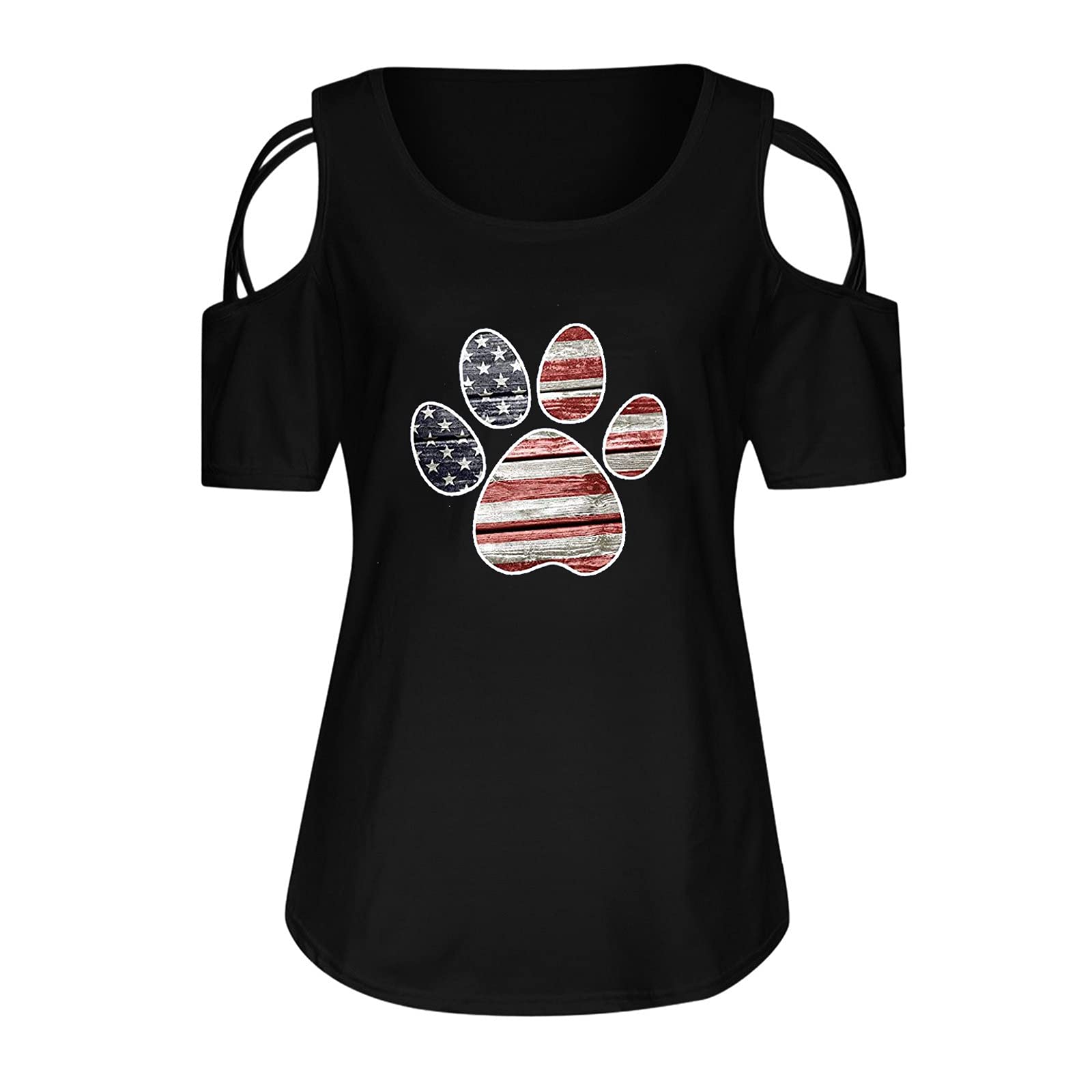Women's Oversized Loose Blouse T-Shirt - Flag Print Stripe Casual Tee for Workout, Gym & Everyday Wear | Soft Comfortable Short Sleeve Top