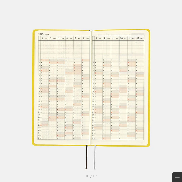 Hobonichi Techo 2025 Planner - Mustard Weeks Softcover Book, Weekly Horizontal Layout, January Start, Monday Start (English Edition) | Perfect for Journaling, Work Planning & Daily Organization
