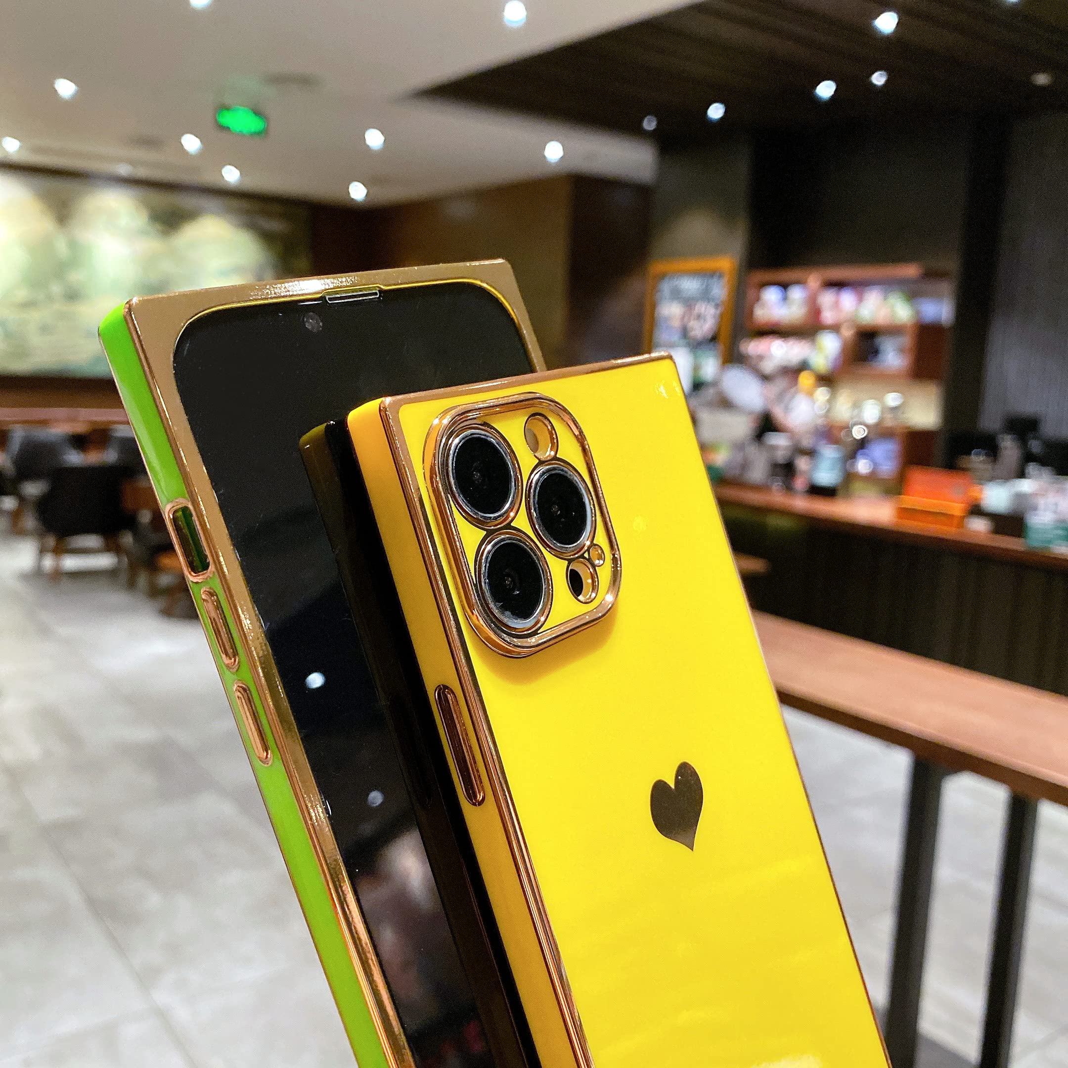 Tzomsze iPhone 13 Pro Max Case - Cute Aesthetic Camera Lens Protection, Electroplate Reinforced Corners, Shockproof TPU Phone Cover (Yellow) | Perfect for Everyday Use, Travel & Outdoor Activities