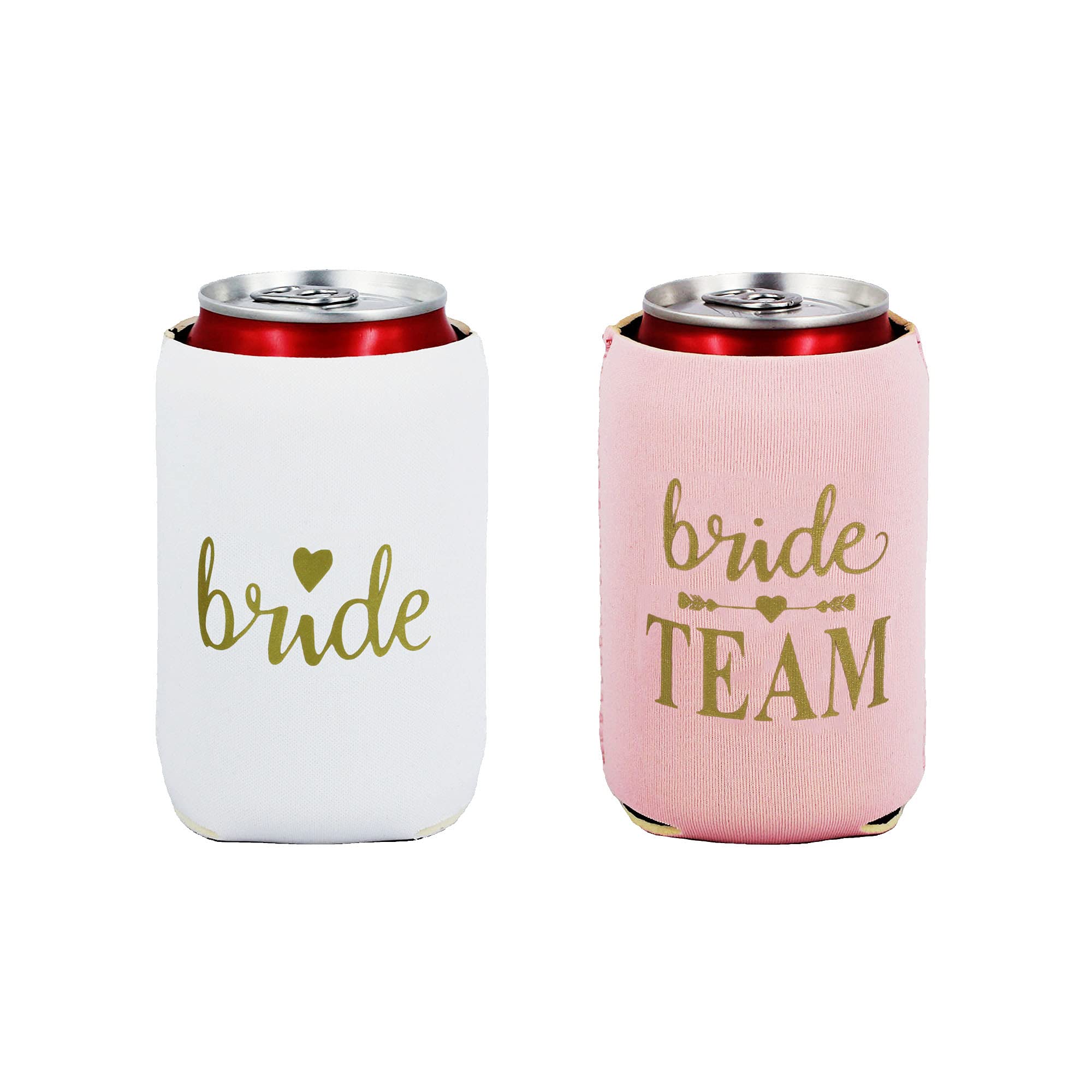 Bridesmaid Can Coolers Set of 10 - Bachelorette Party Favors & Wedding Decor (Pink) for Girls Night Out