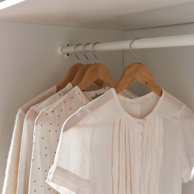 6-Piece Wooden Clothes Hanger Set - Natural Wood Coat Hangers for Closet Organization & Wardrobe Storage - Perfect for Dresses, Shirts, Pants & Jackets