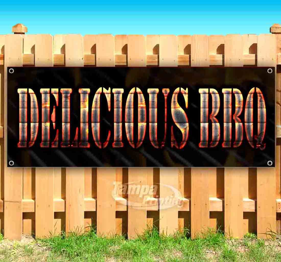 Premium 13 oz Heavy-Duty Vinyl BBQ Banner with Metal Grommets | Single-Sided Non-Fabric Outdoor Sign | Perfect for Backyard Grilling, Tailgating & Restaurant Promotion