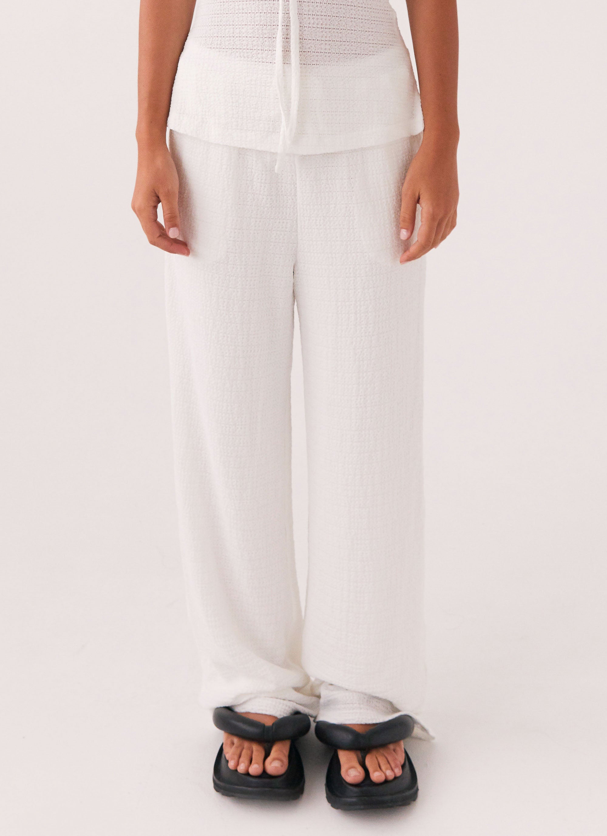 Jadey Waffle Pants for Women - Soft & Comfortable White Lounge Pants - Perfect for Yoga, Sleepwear & Relaxing at Home
