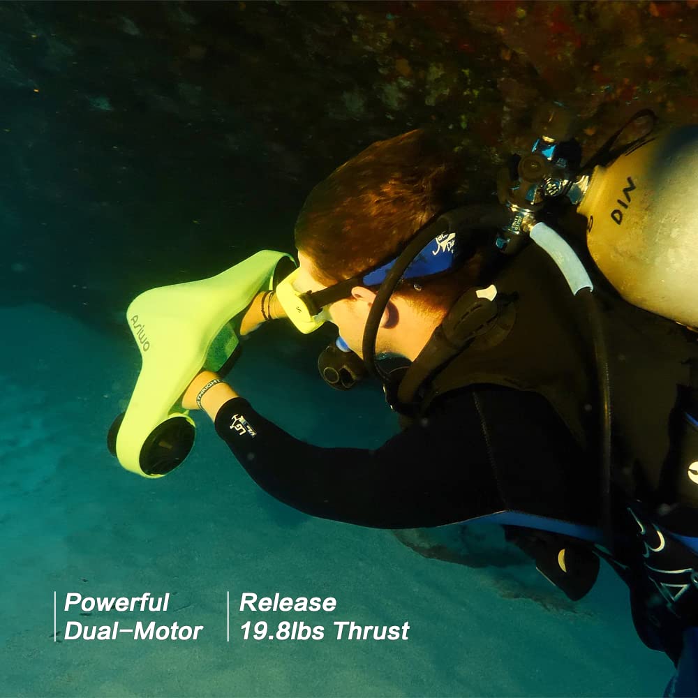 **Asiwo Underwater Scooter with Action Camera Mount - Dual Motor Waterproof Diving Scooter for Snorkeling, Swimming & Scuba Diving | Perfect for Ocean Adventures & Underwater Exploration**