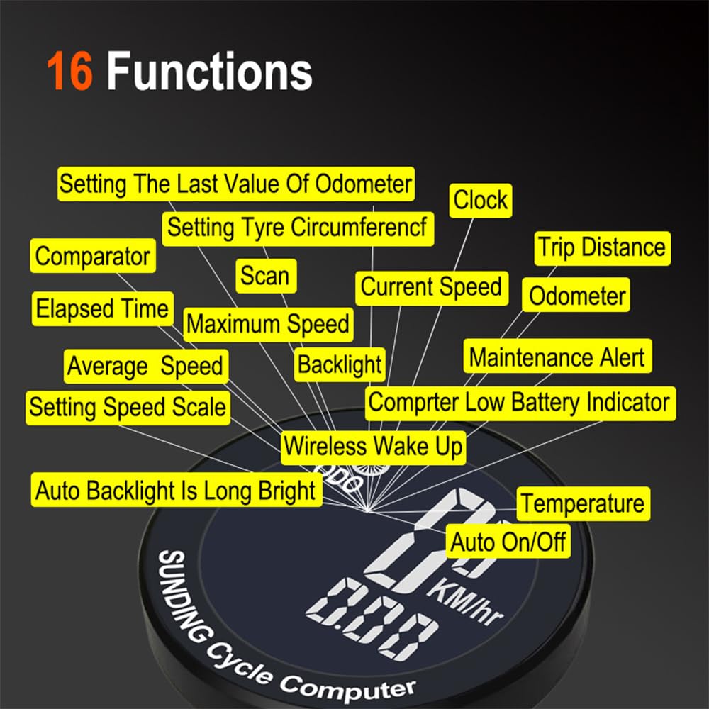 HXBER Waterproof Bike Computer - Wireless Cycling Speedometer with Multi-Function LCD Display for Road & Mountain Bikes - Perfect for Cycling, Training & Outdoor Adventures
