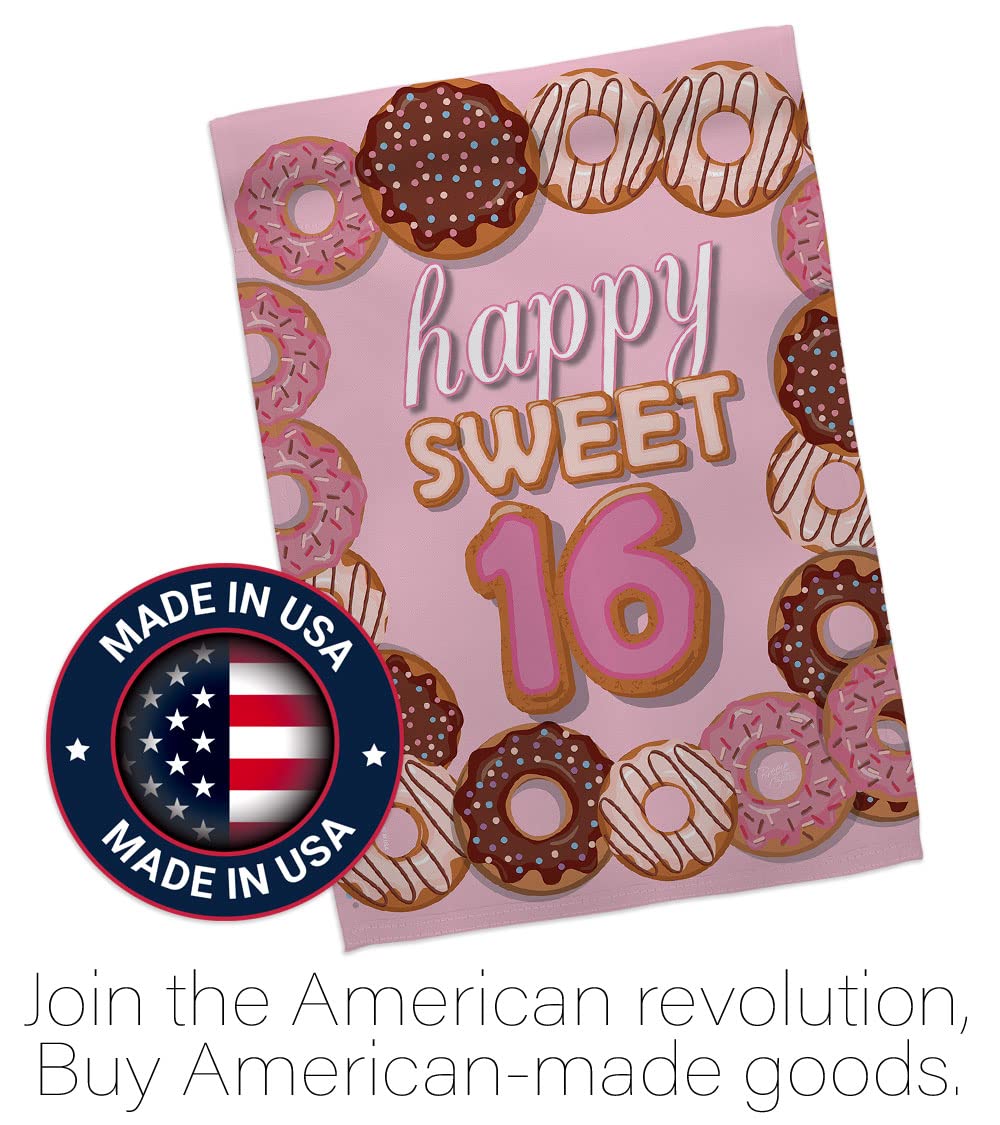 Sweet 16 Garden Flag - Double-Sided Teen Gift for Parties & Yard Decor
