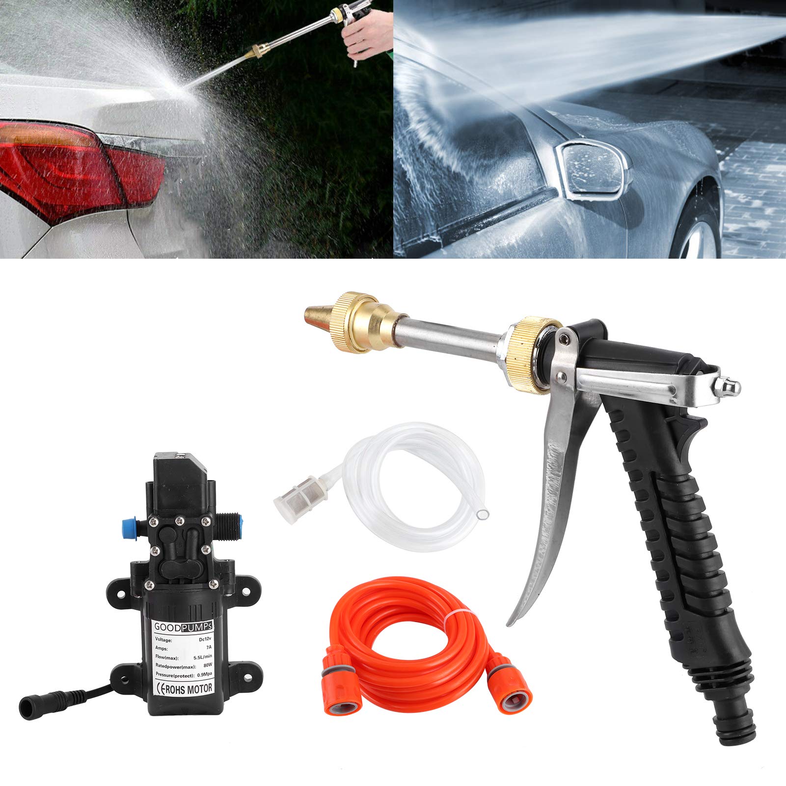 12V High Pressure Washer Kit - Portable Car Cleaning Tool for Auto Detailing & Home Use