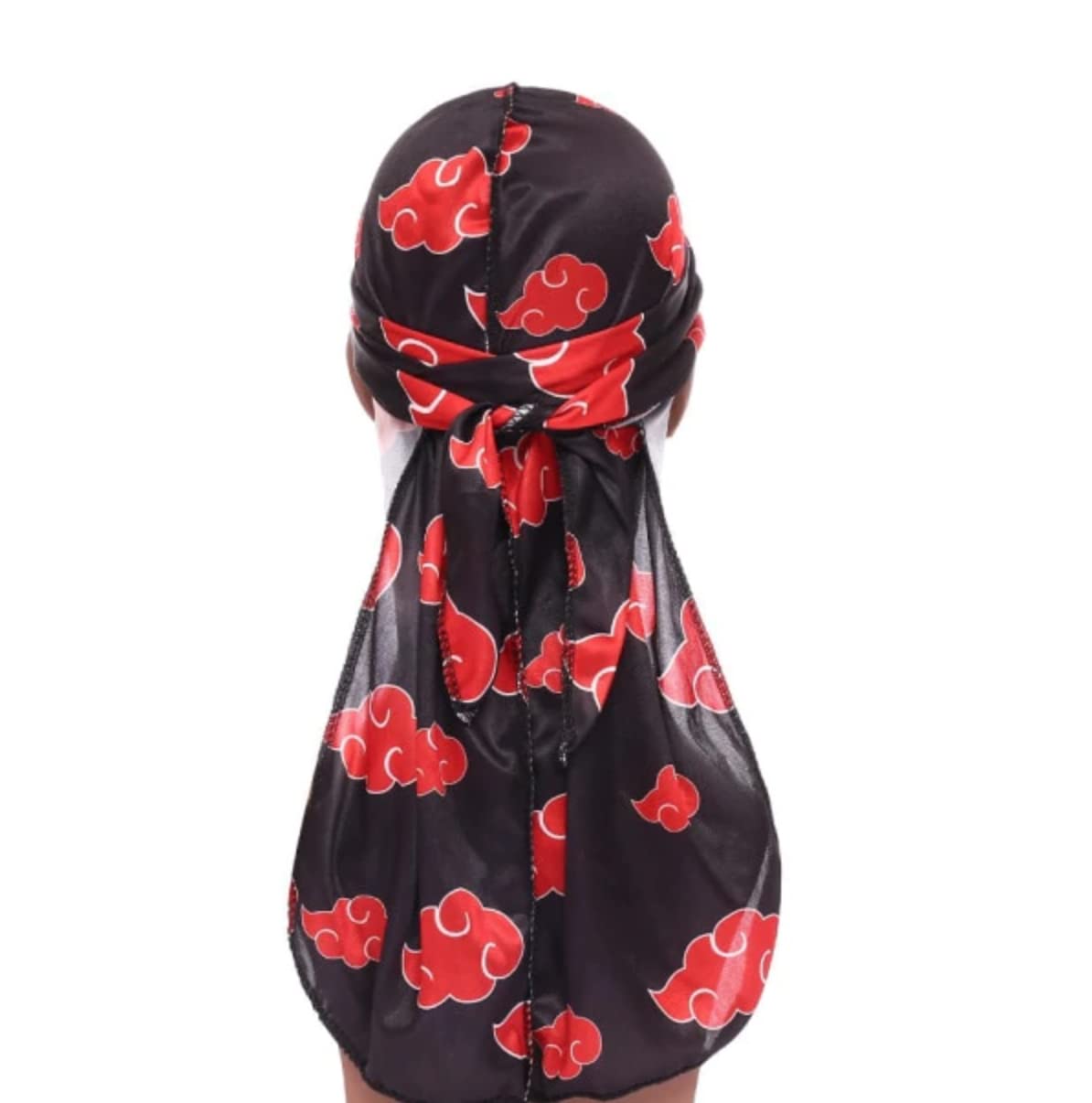Premium Akatsuki Red Cloud Silky Durag for Men & Women - Smooth Satin Hair Wrap for Sleep, Waves, and Style - Perfect for Anime Fans & Hair Protection
