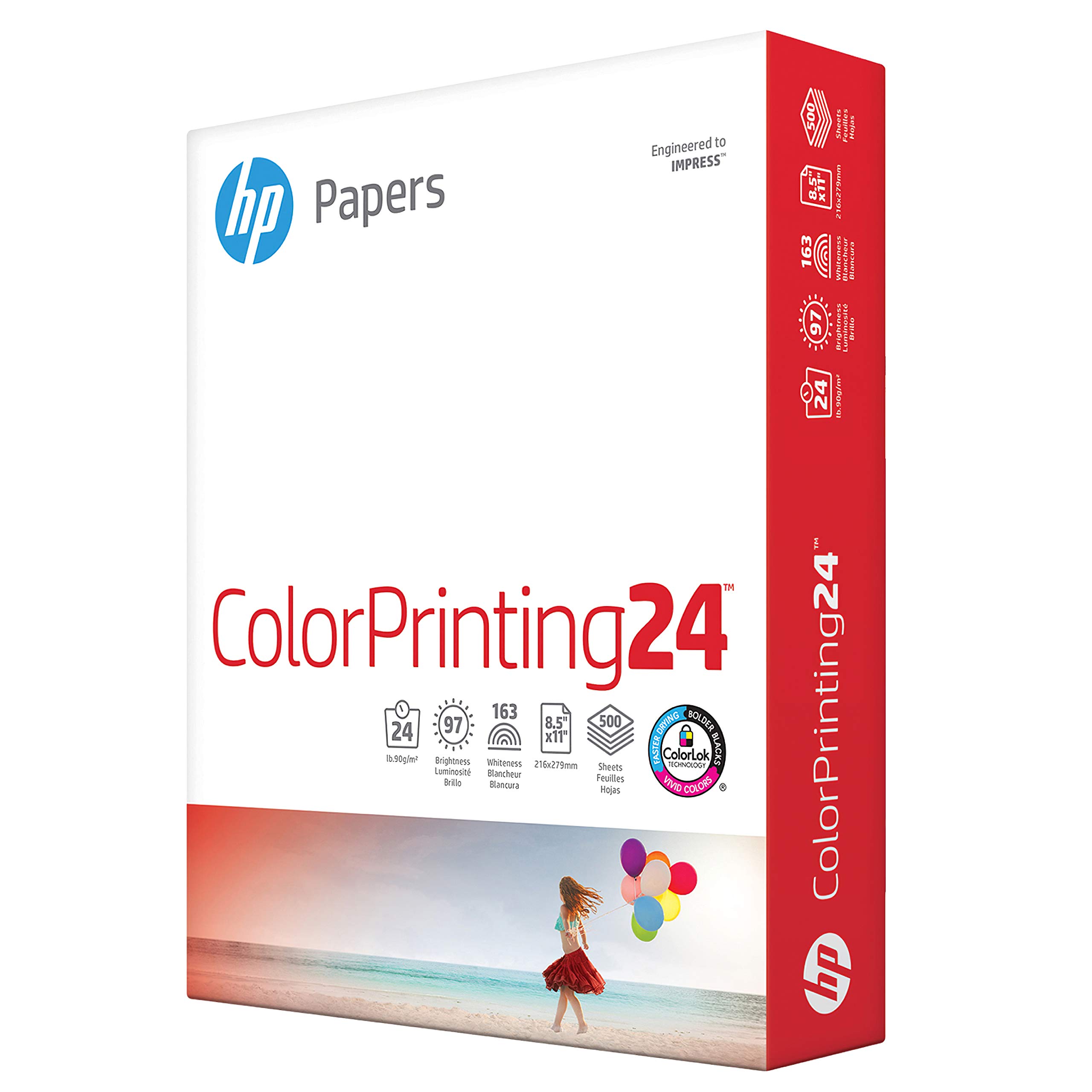 Premium HP Printer Paper 8.5 x 11 Inches - 24 lb Weight for Vibrant Color Printing - 500 Sheets per Ream (1 Pack) - 97 Brightness - FSC Certified & Made in USA - Ideal for Office Documents, School Projects, and Professional Presentations
