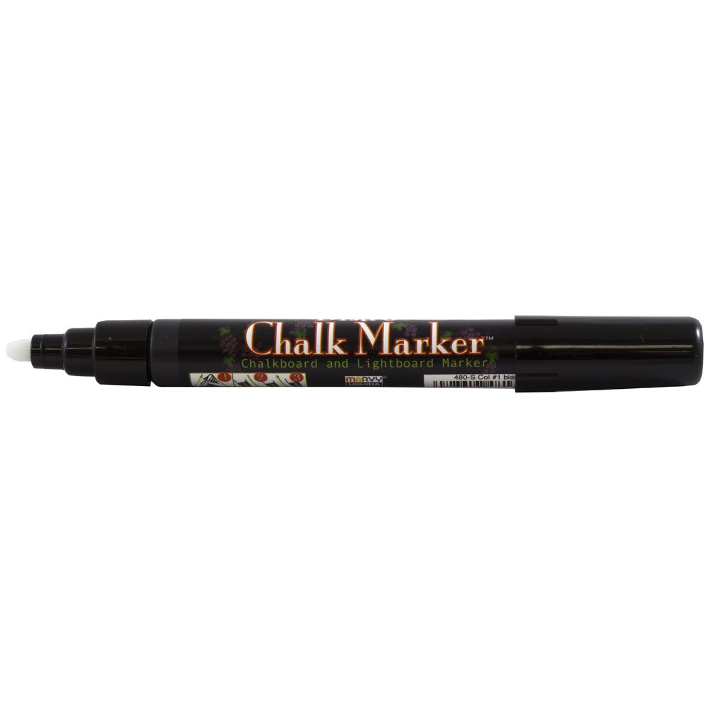 Dustless Erasable Chalk Markers - Broad Tip Liquid Chalk Pen - Black - Non-Toxic & Vibrant - Perfect for Chalkboards, Signs, Windows & DIY Crafts