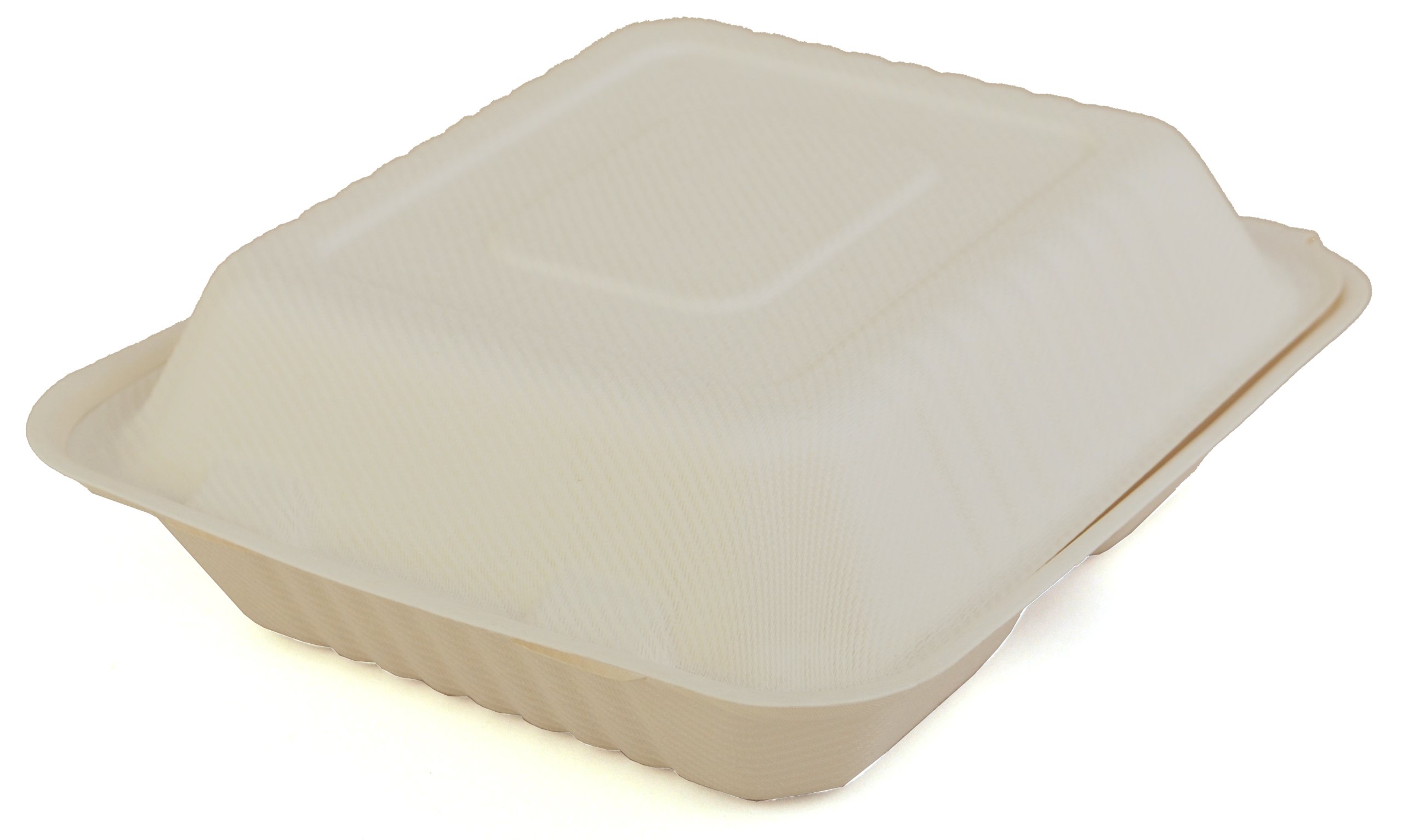 Southern Champion Tray 18930 ChampWare Molded Fiber White 3-Section Clamshell Container, 8