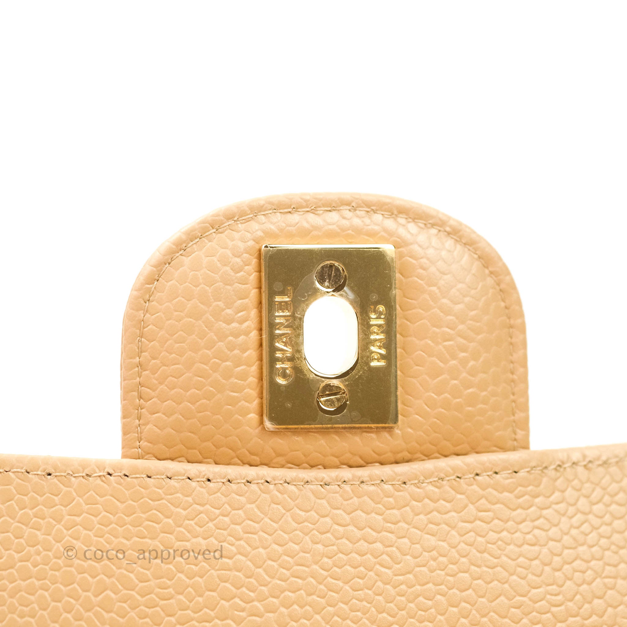 Chanel Classic Medium Double Flap Bag in Beige Caviar Leather with Gold Hardware - Luxury Handbag for Women, Perfect for Work, Evening Events & Special Occasions