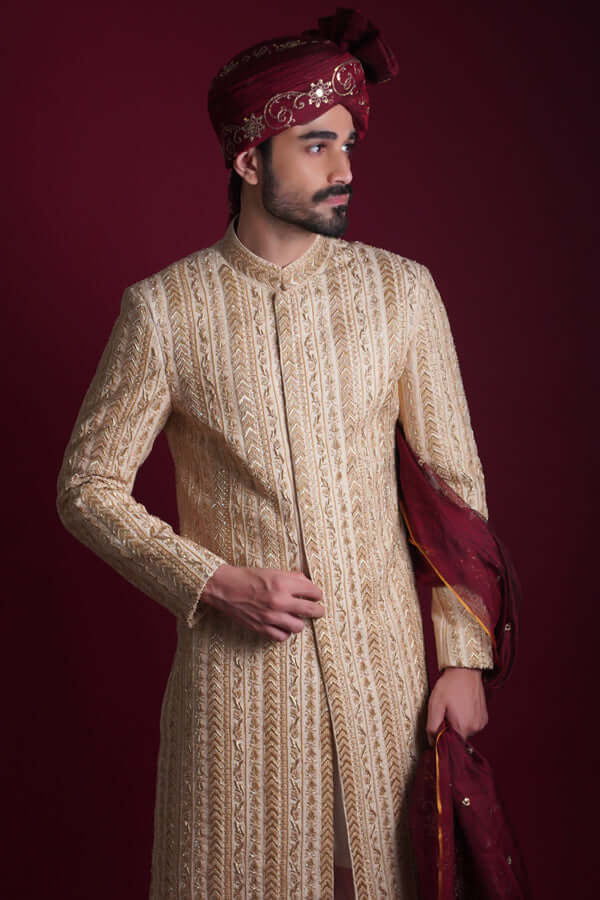Gold Rush Sherwani Set for Men | Elegant Indian Wedding Outfit | Perfect for Groom, Groomsmen & Special Occasions