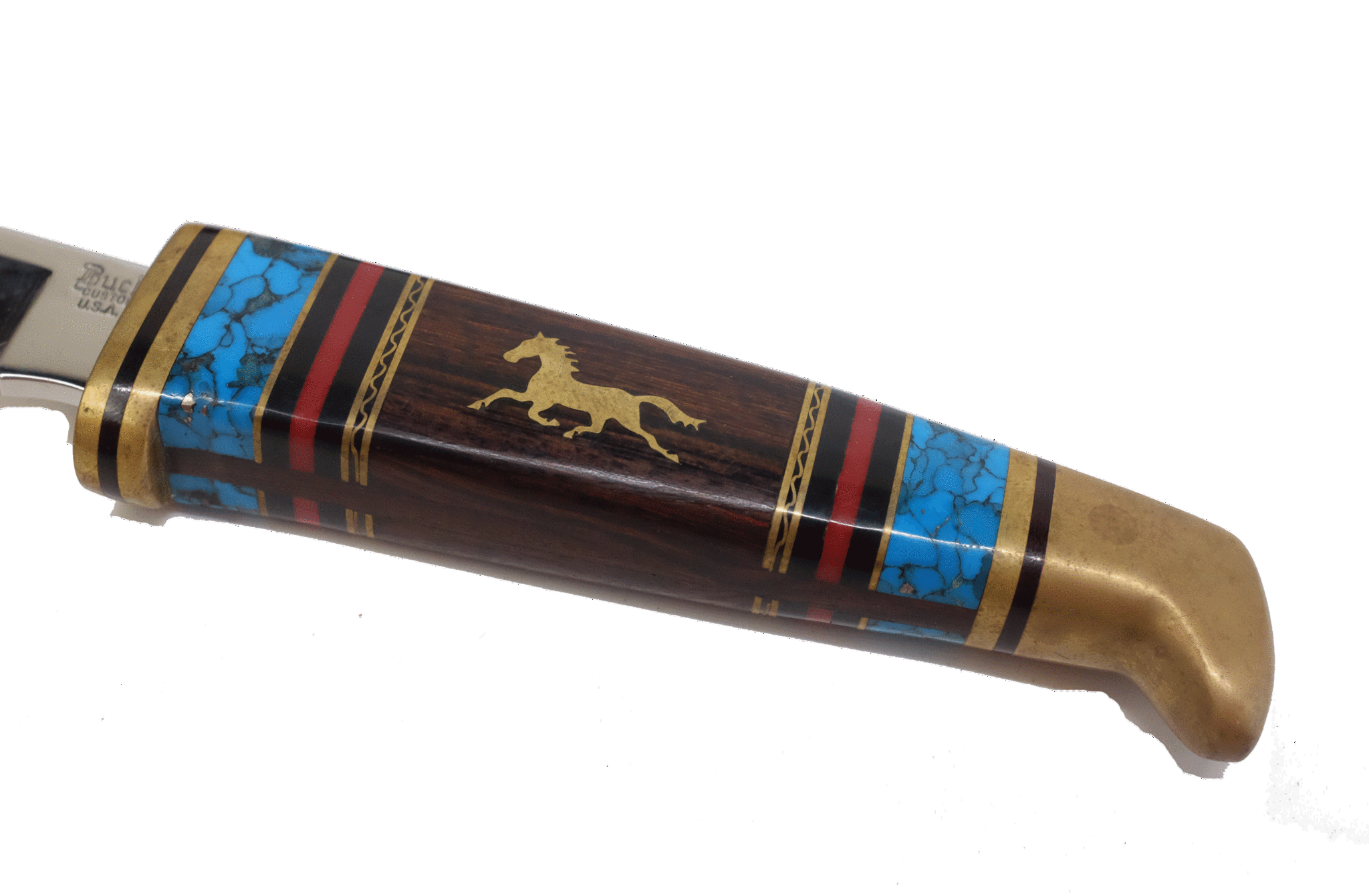 Authentic Navajo Handmade Buck Custom Knife by Artist Dave Yellowhorse - Fixed Blade with Inlaid Turquoise - Perfect for Collectors, Outdoor Adventures & Native American Art Display