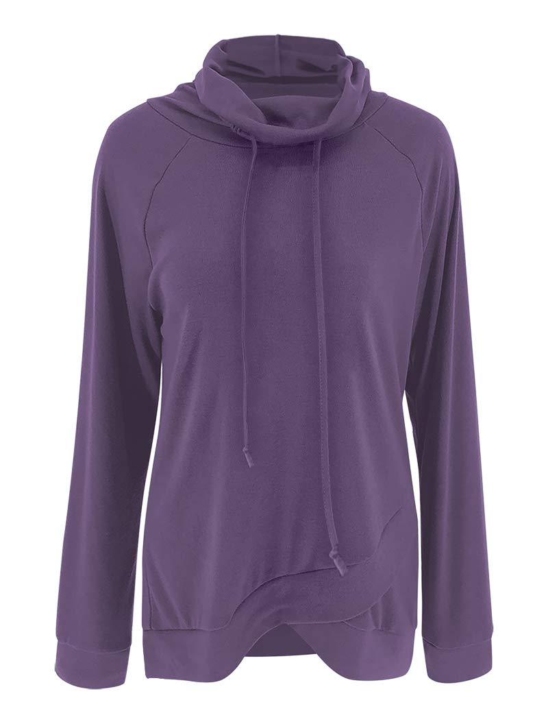 Fall Orchid Women's Cowl Neck Tunic Tops - Long Sleeve Pullover Sweatshirts with Drawstring for Casual Wear | Perfect for Work, Weekend Outfits & Layering in Fall/Winter
