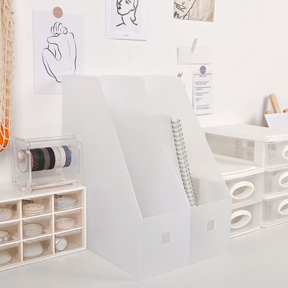 Kisangel 2-Pack Plastic File Storage Rack - Vertical Desktop Document Organizer, Multipurpose File Holder & Bookshelf for Office, Home, School (Black) - Perfect for Organizing Papers, Books, and Office Supplies on Desks or Shelves