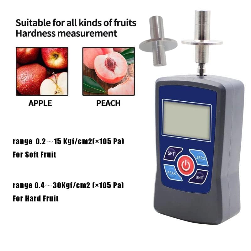 Digital Fruit Hardness Tester Penetrometer - 0.2-15 Kgf/cm2 Range with Buzzer Alarm for Strawberries, Grapes, Bananas | Portable Sclerometer for Freshness Testing in Farms, Orchards & Quality Control Labs