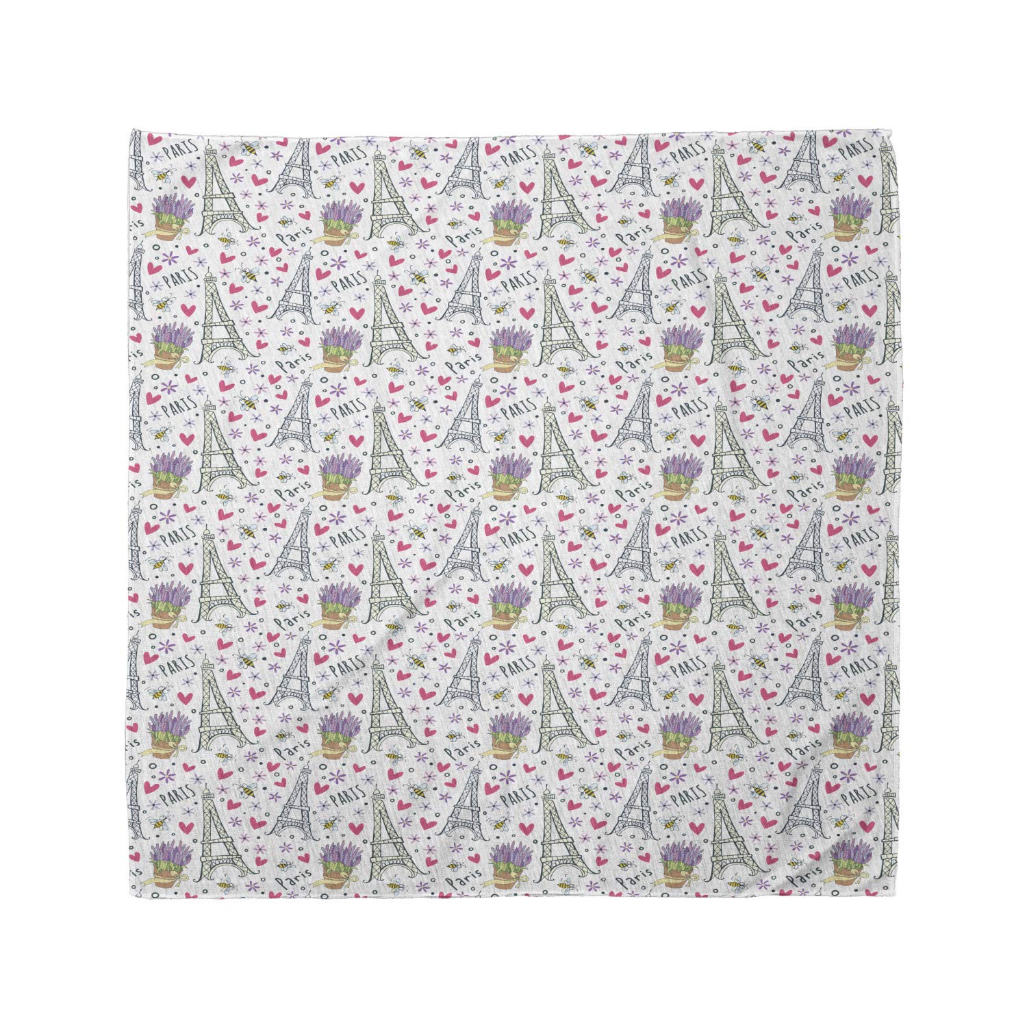 Ambesonne Eiffel Tower Bandana - Romantic Parisian Doodle Print Unisex Headscarf & Neck Tie for Men & Women | Perfect for Travel, Outdoor Activities & Fashion Accessories