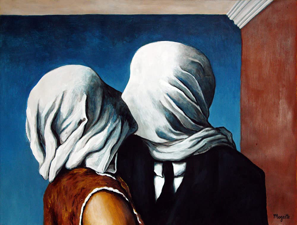Rene Magritte The Lovers Framed Canvas Art Print - Surrealism Wall Decor for Home, Office & Bedroom - Ready to Hang - Perfect for Modern Living Rooms & Art Galleries