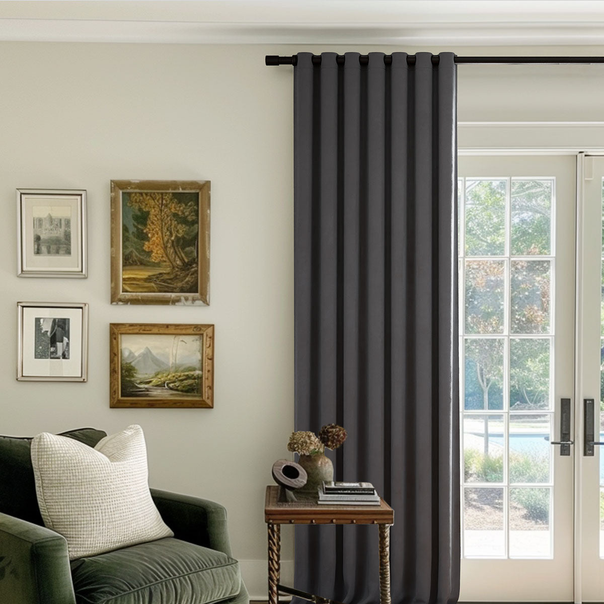 Luxury Blackout Curtains - Heavyweight Velvet Parchment Drapes with Grommet Top for Bedroom & Living Room | Noise Reducing & Thermal Insulated Window Treatments