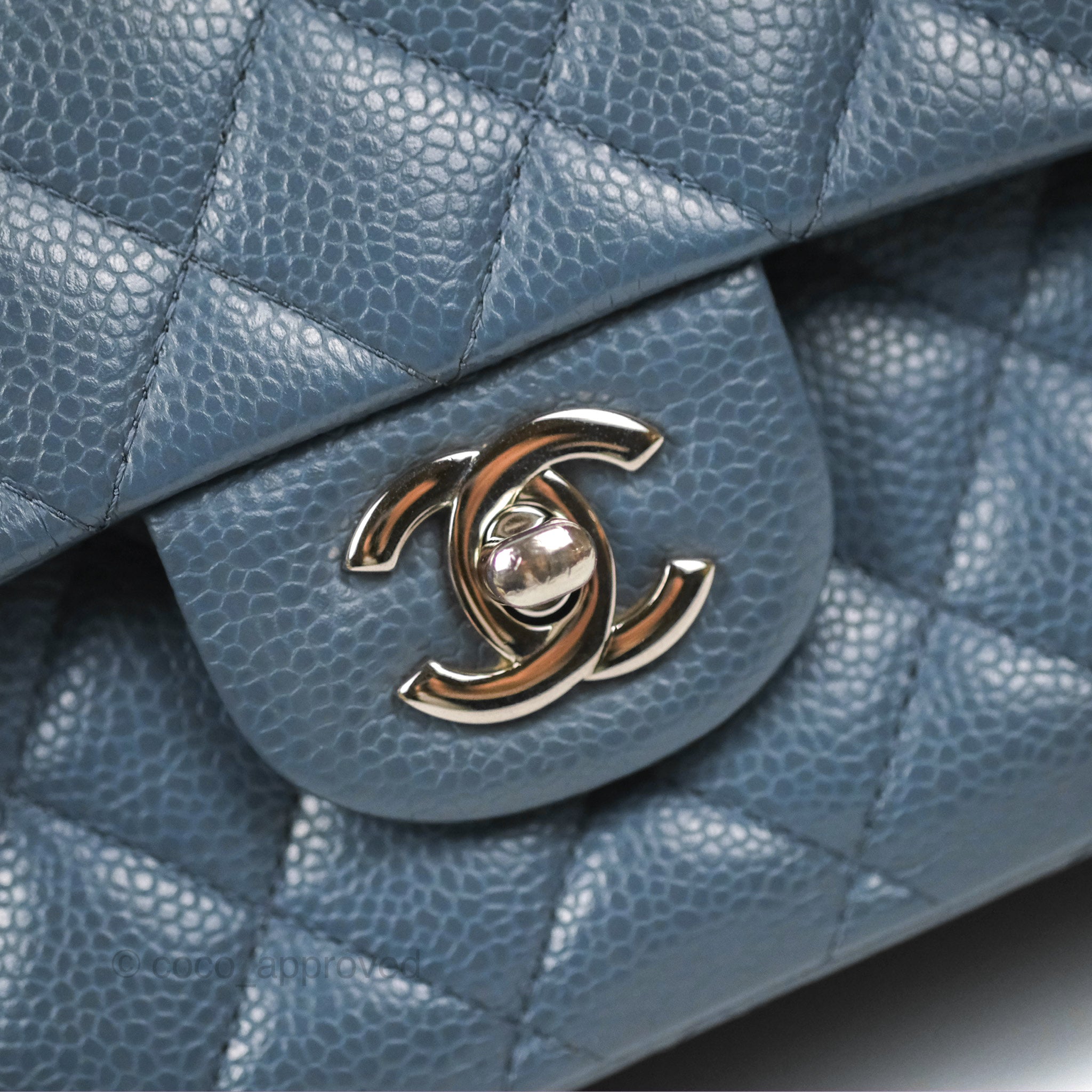 Chanel Classic Double Flap Quilted Medium/Large Handbag in Blue Caviar Leather with Silver Hardware - Perfect for Work, Evening Events & Luxury Fashion Accessories