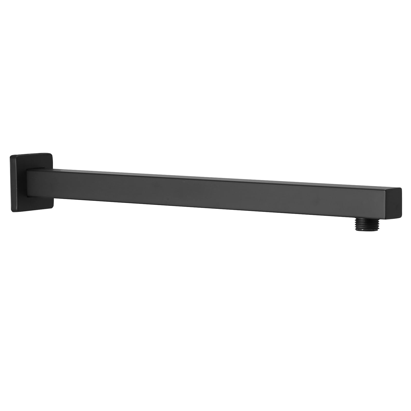 BESy 16 Inch Straight Extended Shower Arm with Flange - Matte Black Stainless Steel Wall Mounted Shower Head Extension Pipe - Perfect for Rain Shower & Square Rod Systems - Ideal for Bathroom Renovation & Spa-Like Shower Experience