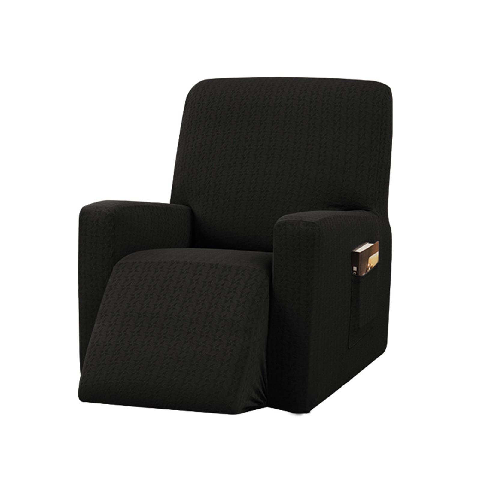 Oversized Recliner Sofa Slipcover - Stretchable Furniture Protector with Elastic Bottom - Soft Couch Cover 1-Piece (Black) - Perfect for Living Room, Family Room & Home Theater Seating