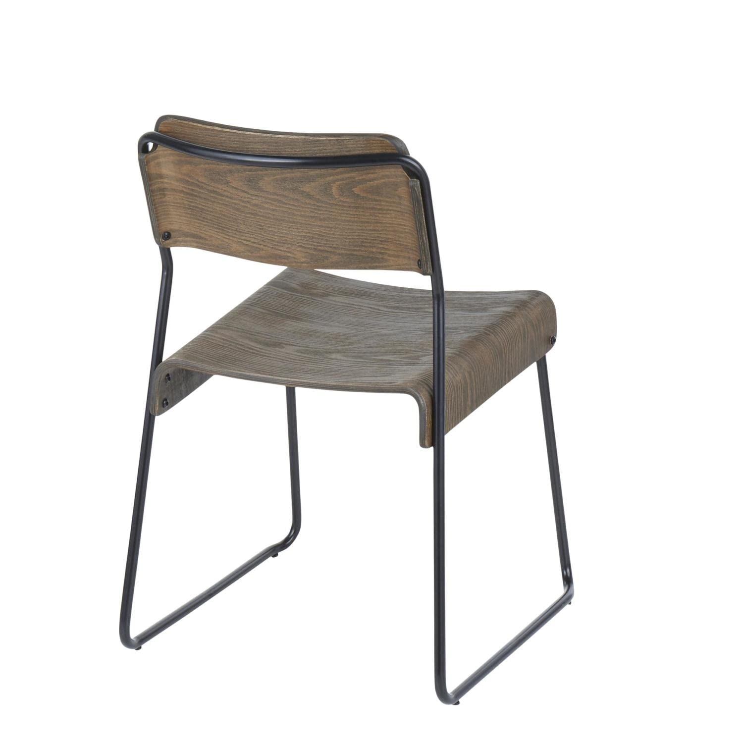 LumiSource Dali Industrial Wood Dining Chairs Set of 2 - Modern Kitchen & Dining Table Chairs for Home, Restaurant & Office Use