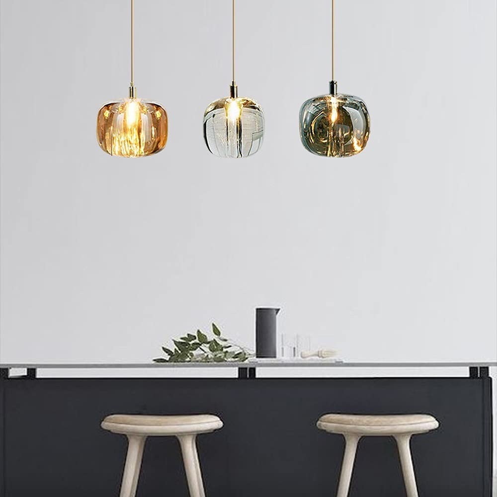 Geometric Crystal Pendant Light Fixture - Nordic Metal Hanging Lamp with Lampshade for Dining Room, Bedroom, Bedside, Cafe & Bar - Stainless Steel Ceiling Suspension Light in Gray - Perfect for Modern Home Decor & Commercial Spaces