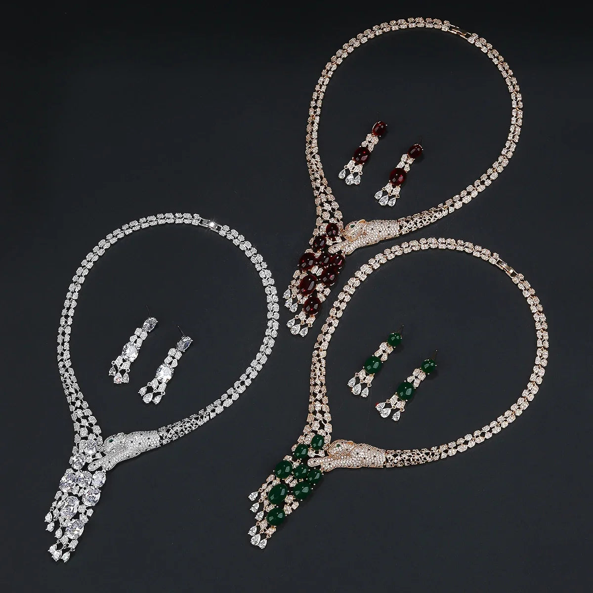 Stylish Animal Leopard Print Necklace & Earrings Jewelry Set - High-Quality Cubic Zirconia for Women - Perfect for Parties, Date Nights & Special Occasions