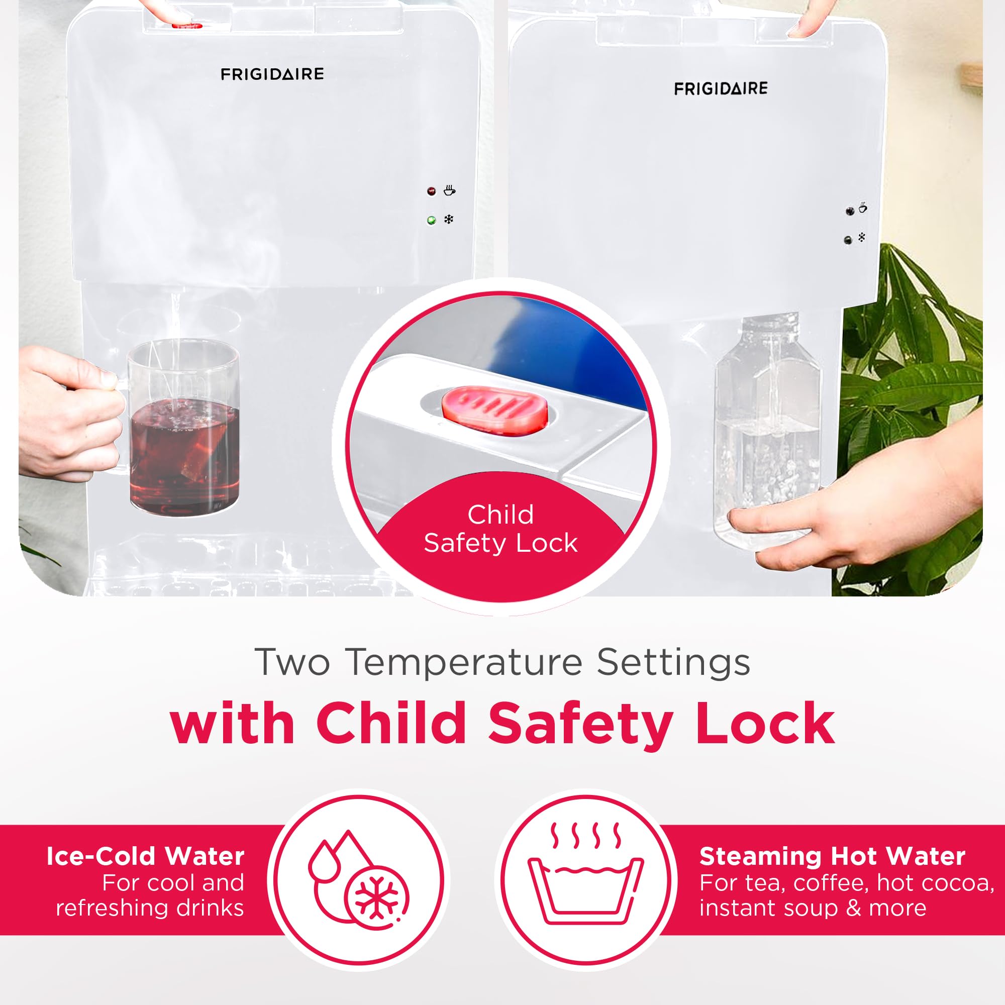 Frigidaire EFWC498 Top Load Hot & Cold Water Cooler Dispenser - 3/5 Gallon Bottles, White (11