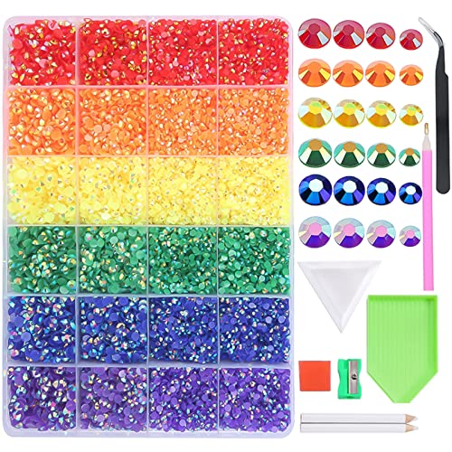 BELICEY 22800Pcs Mixed Color Flatback AB Crystal Rhinestones Kit - Red Blue Green Nail Art Gems, DIY Crafts, Clothing Decoration | Bulk Bling Stones for Makeup, Painting, Jewelry Making & Home Decor