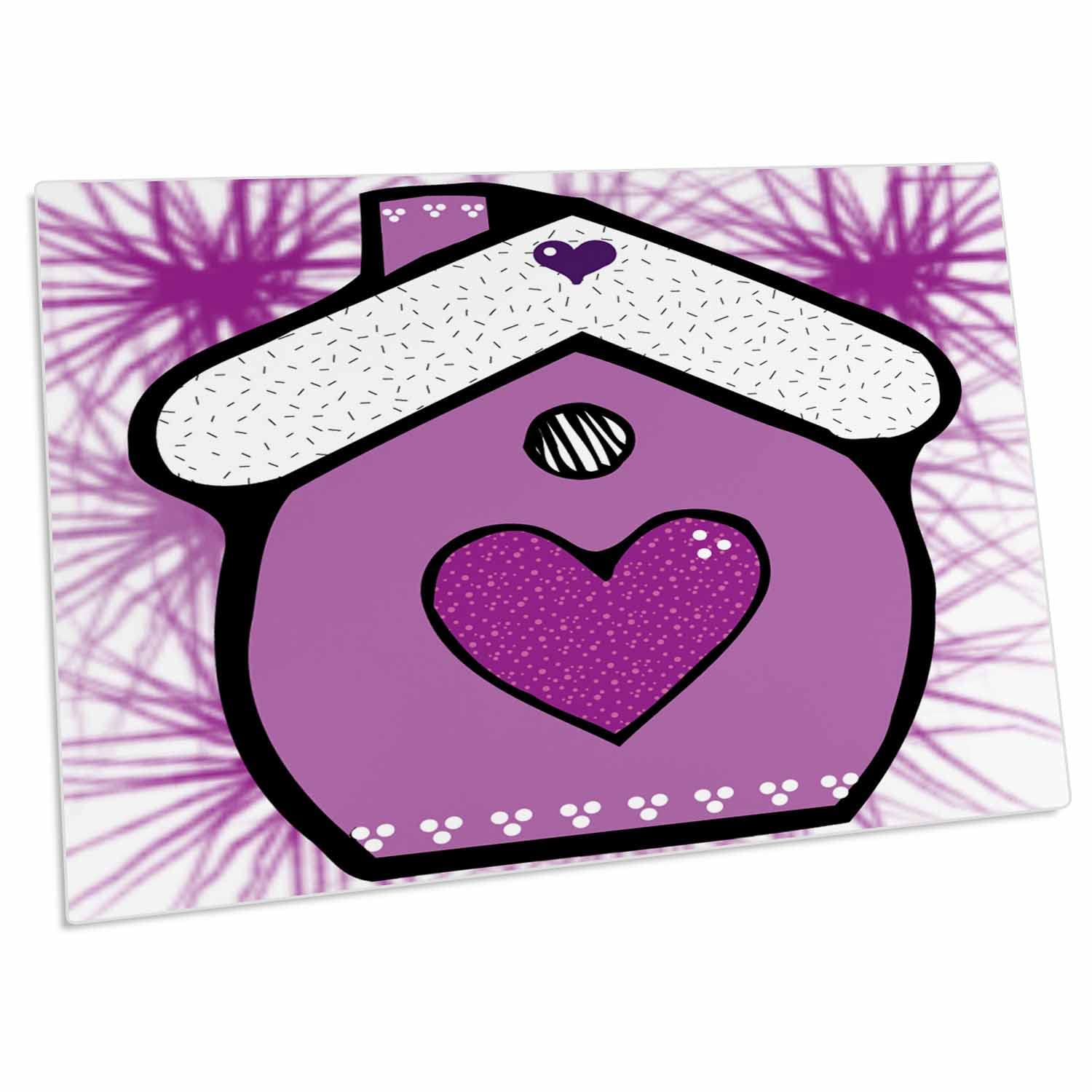 3D Rose Cute Country Purple Birdhouse Desk Pad Place Mats Set of 4 - Non-Slip Table Protector for Dining, Kitchen, Office | dpd-202581-1 | Perfect for Home Decor, Parties & Daily Use