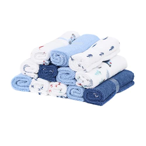 Rene Rofe Baby Washcloths 12-Pack, 8x8 Inch, Blue - Soft & Absorbent for Bath Time