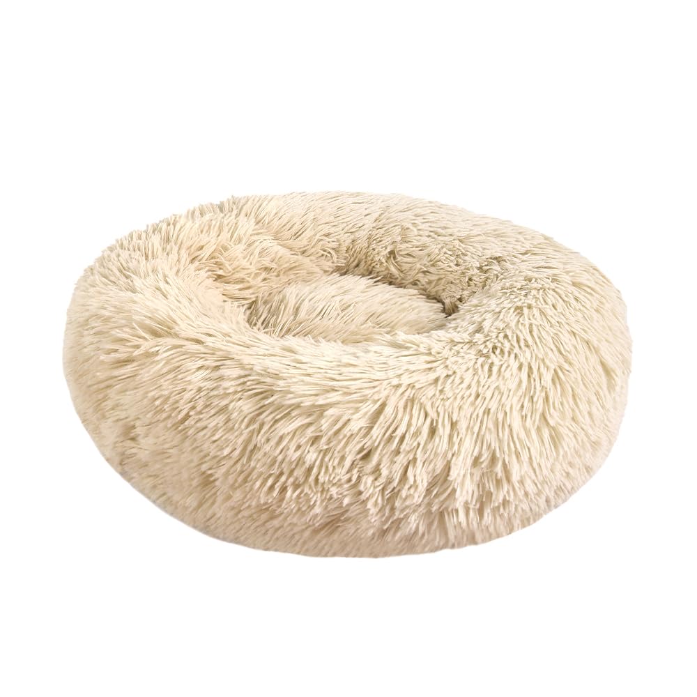 Otoez Round Donut Dog Bed for Medium Dogs - Washable Calming Pet Bed with Non-Slip Waterproof Bottom, Plush Fluffy Anti-Anxiety Cuddler for Cats & Dogs (31.5