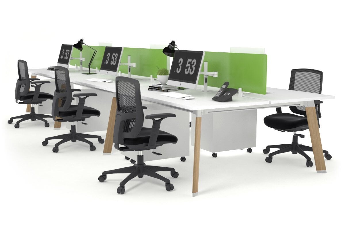 6-Person Wooden Workstation with Cable Management - 1400L x 800W Switch Office Desk for Team Collaboration | Perfect for Open Office Spaces & Conference Rooms