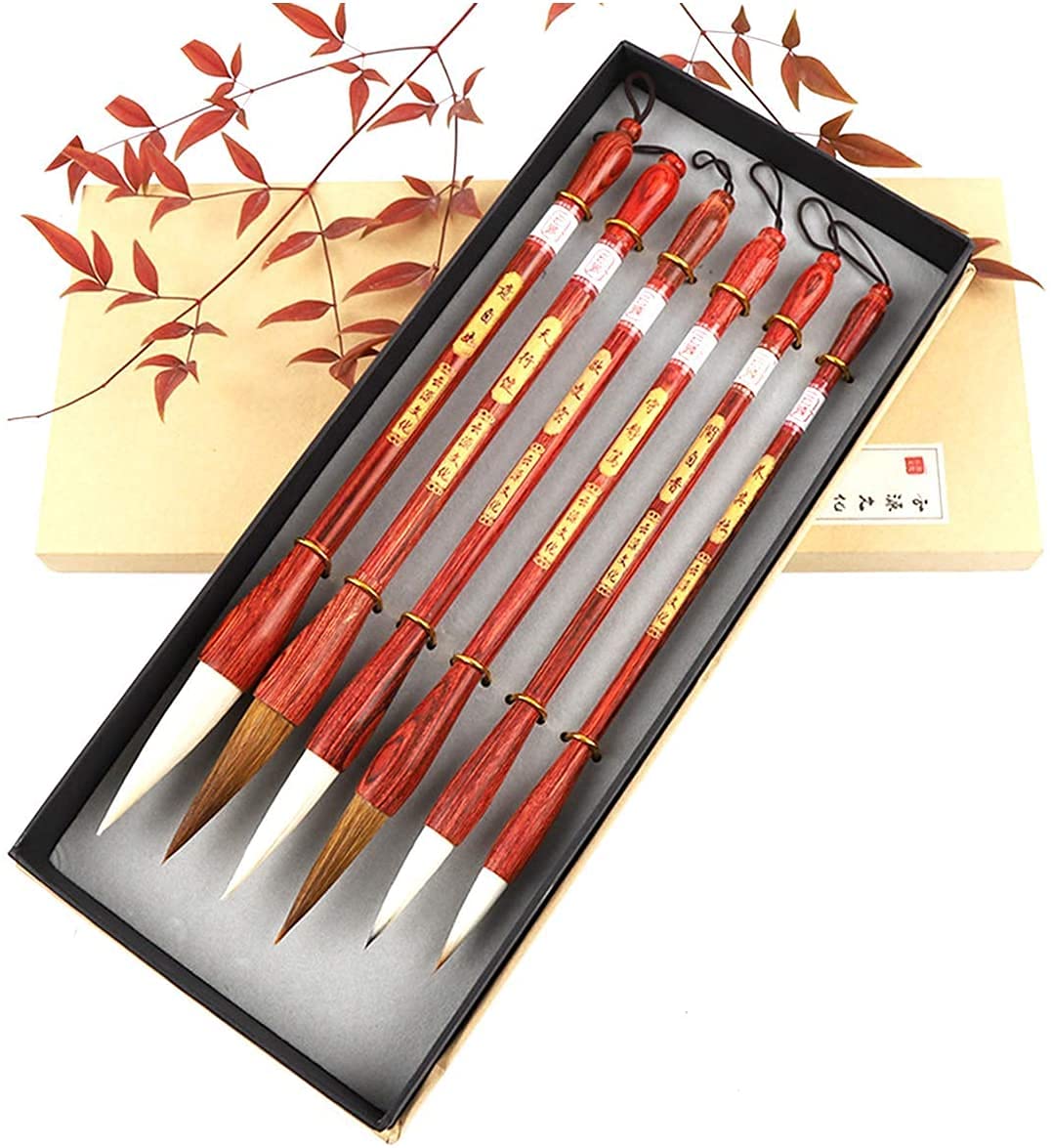 Chinese Calligraphy Brush Set - 6 Piece for Writing & Painting | Art & Home Decor