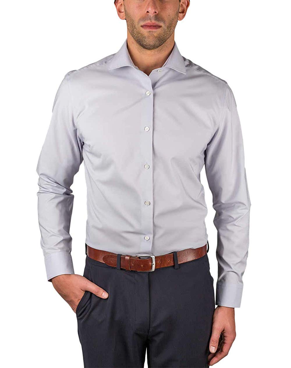 Perry Ellis Men's Non-Iron Travel Dress Shirt - Wrinkle-Free Tech Fabric for Business & Casual Wear | Perfect for Office, Meetings & Travel