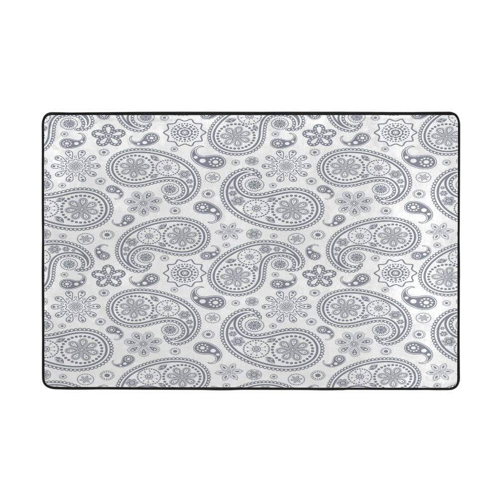 Non-Slip Large Area Rug 72x48 Inch - Soft Paisley Print Indoor Floor Mat for Bedroom, Living Room & Sofa | Home Decor Carpet with Anti-Skid Backing for Comfort and Safety