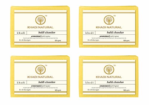 Khadi Natural Lemon Soap 125g (Pack of 4 Bars) - Refreshing & Antibacterial for Face & Body - Perfect for Daily Skincare & Acne Treatment