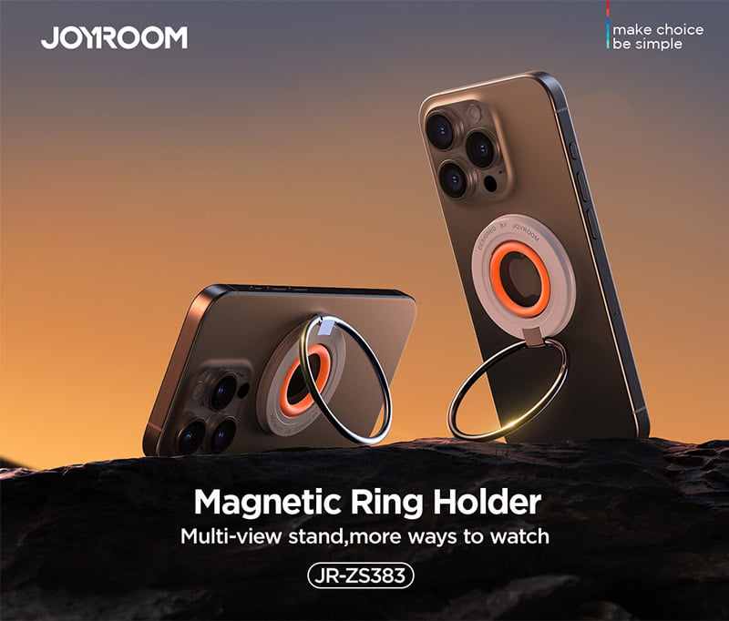 JoyRoom Magnetic Phone Ring Holder - 360° Rotatable & Strong Adhesive Grip for iPhone, Samsung, Smartphones - Perfect for Hands-Free Viewing, Gaming, and Taking Selfies